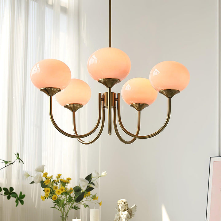 Lustre moderno em latão | Iluminação de teto elegante com bolas de vidro