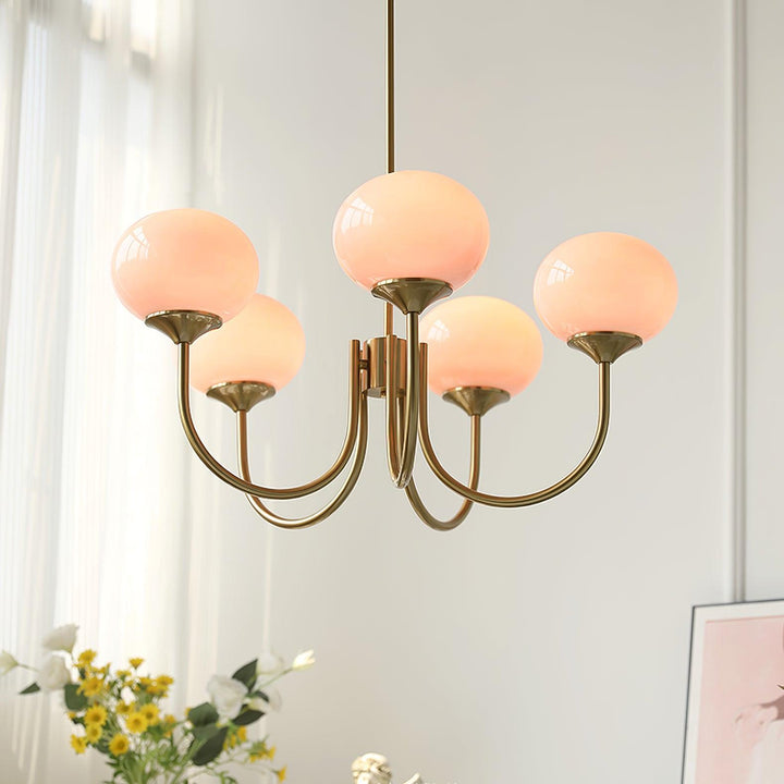Lustre moderno em latão | Iluminação de teto elegante com bolas de vidro