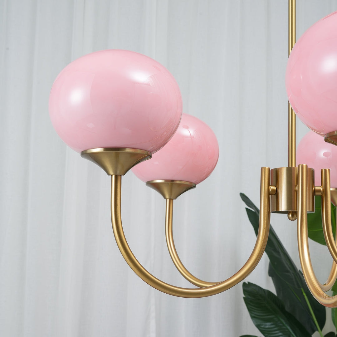 Lustre moderno em latão | Iluminação de teto elegante com bolas de vidro