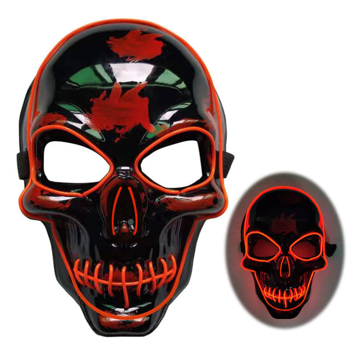 Máscara de calavera LED multicolor para Halloween - efecto neón luminoso y aterrador