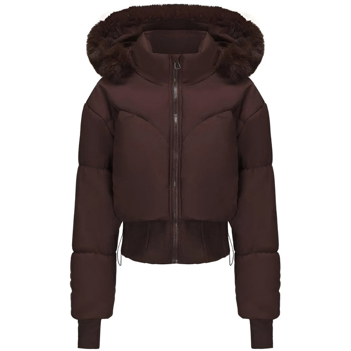 Short Puffer Jacket for Women with Fur Hood | Quilted Winter Jacket with Faux Fur