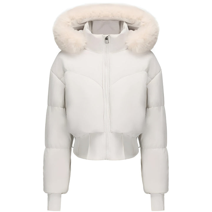 Short Puffer Jacket for Women with Fur Hood | Quilted Winter Jacket with Faux Fur