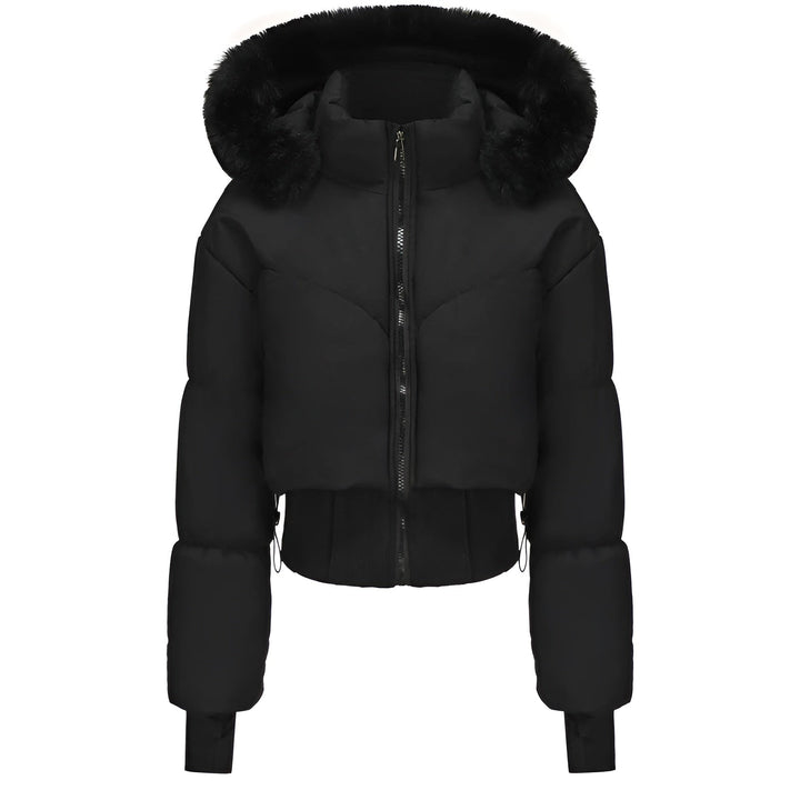 Short Puffer Jacket for Women with Fur Hood | Quilted Winter Jacket with Faux Fur