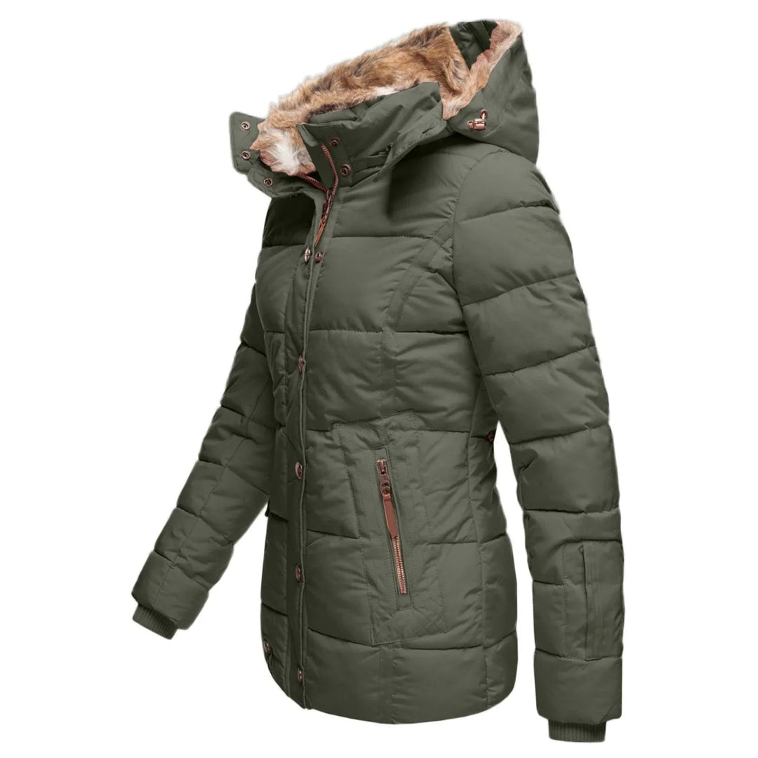 Quilted Winter Jacket for Women in Midi Length | Warm Padded Jacket with Hood