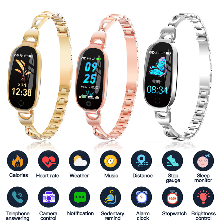 Chytré fitness hodinky pro ženy - elegantní náramek a zdravotní tracker