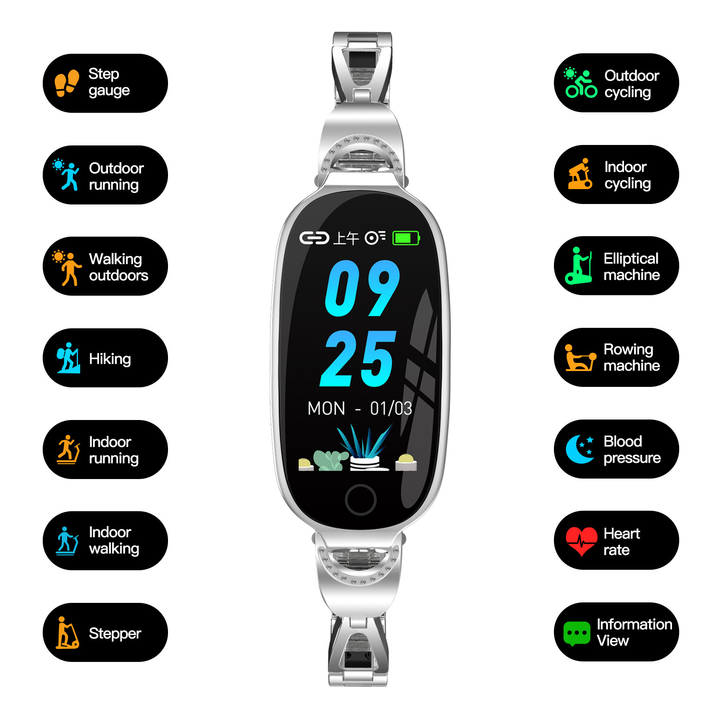 Chytré fitness hodinky pro ženy - elegantní náramek a zdravotní tracker