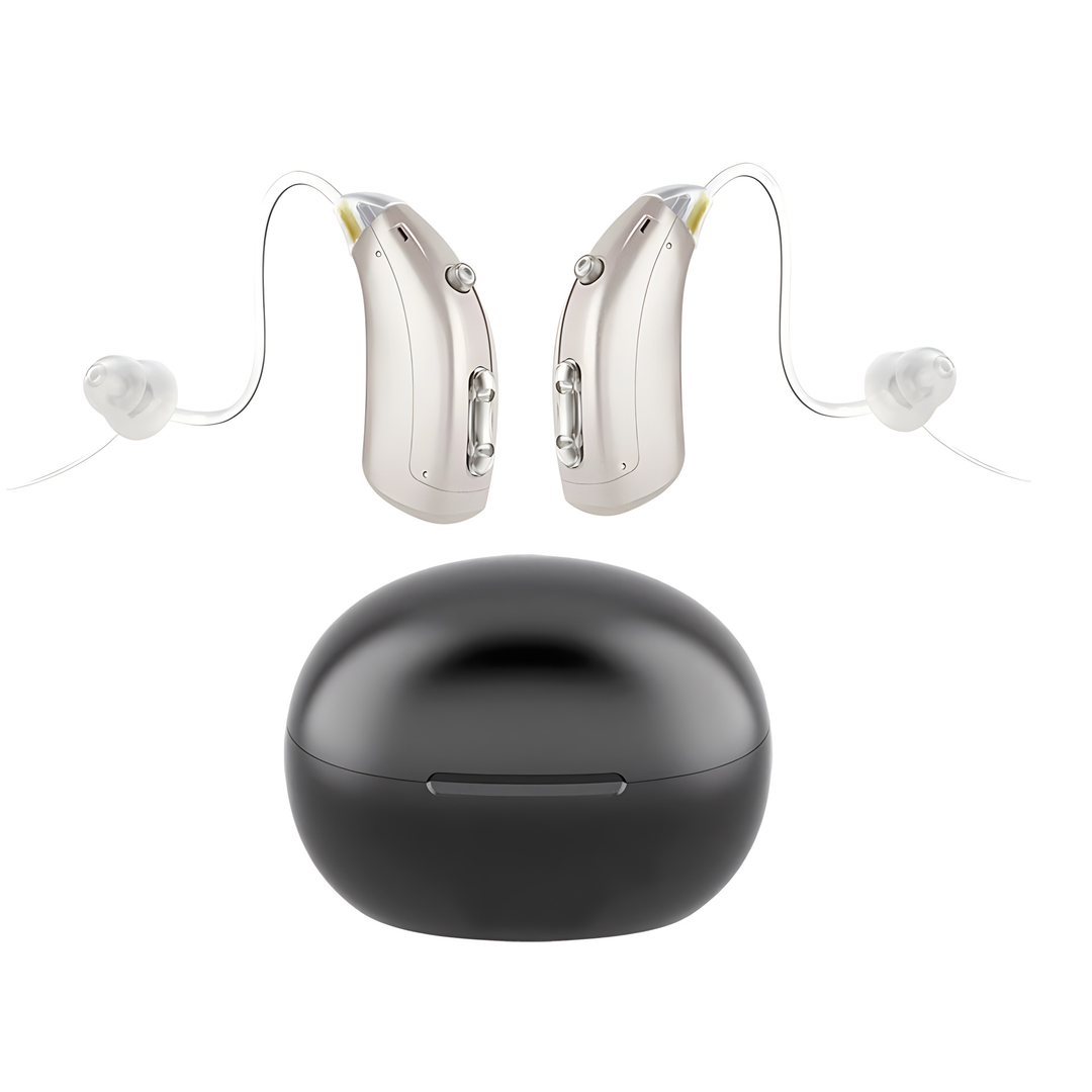 Aparelhos auditivos Bluetooth recarregáveis com redução de ruído | som claro e conforto