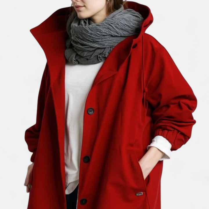 Dame Trenchcoat | Vandtæt Tidløs Jakke med Hætte Elegant