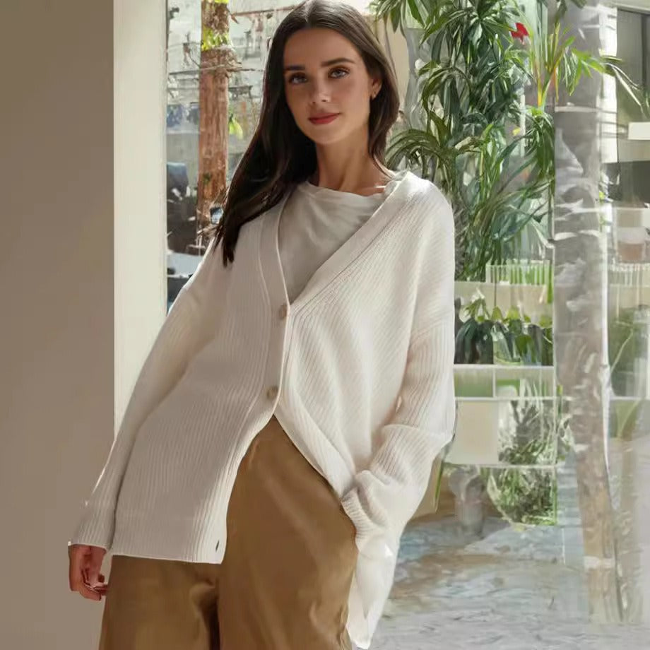 Jules Jij Suéter de punto para mujer | Corte amplio, escote en V, cierre con botones