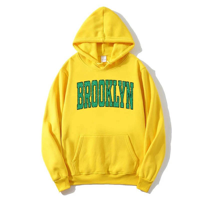 Kvinde hoodie med stilfuldt Brooklyn‑print