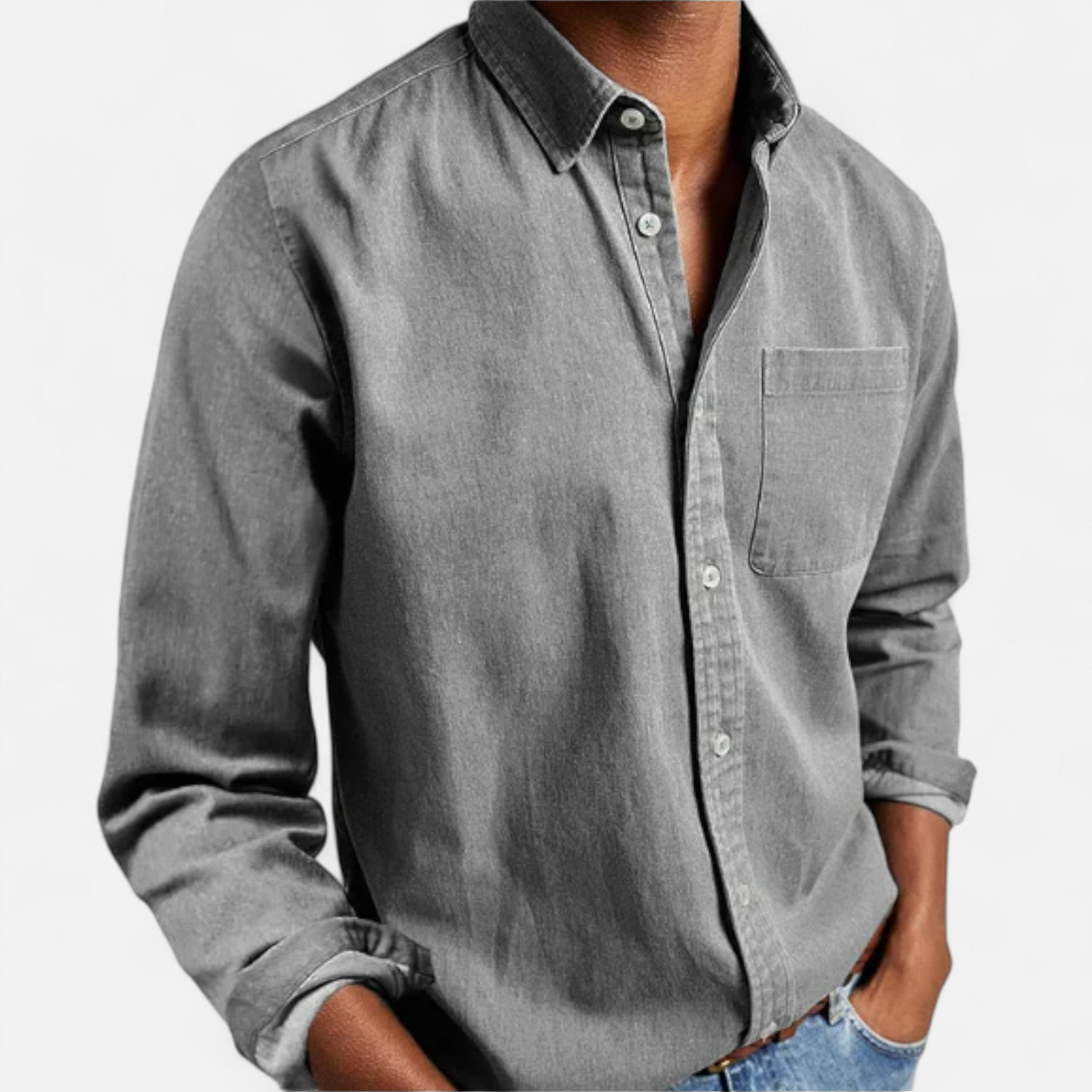 Klassisk Denimskjorte til Mænd i Premium Bomuld