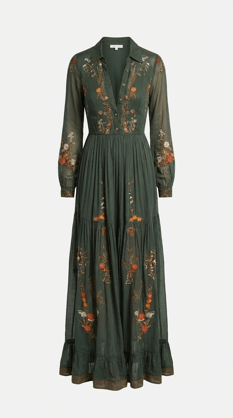 Robe longue élégante avec imprimé bohème et ceinture à nouer à la taille