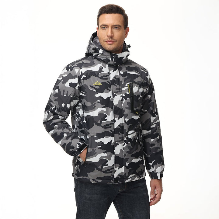 Wodoodporna kurtka narciarska dla mężczyzn z miękką podszewką z polaru i praktycznymi kieszeniami do sportów zimowych