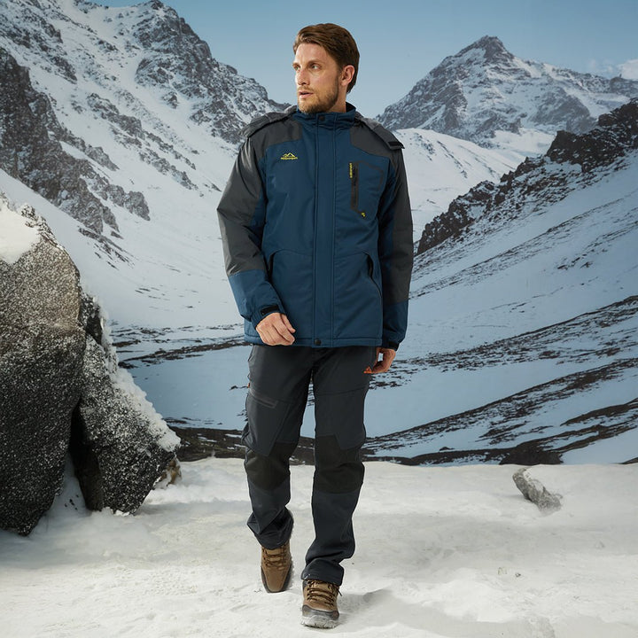 Wodoodporna kurtka narciarska dla mężczyzn z miękką podszewką z polaru i praktycznymi kieszeniami do sportów zimowych