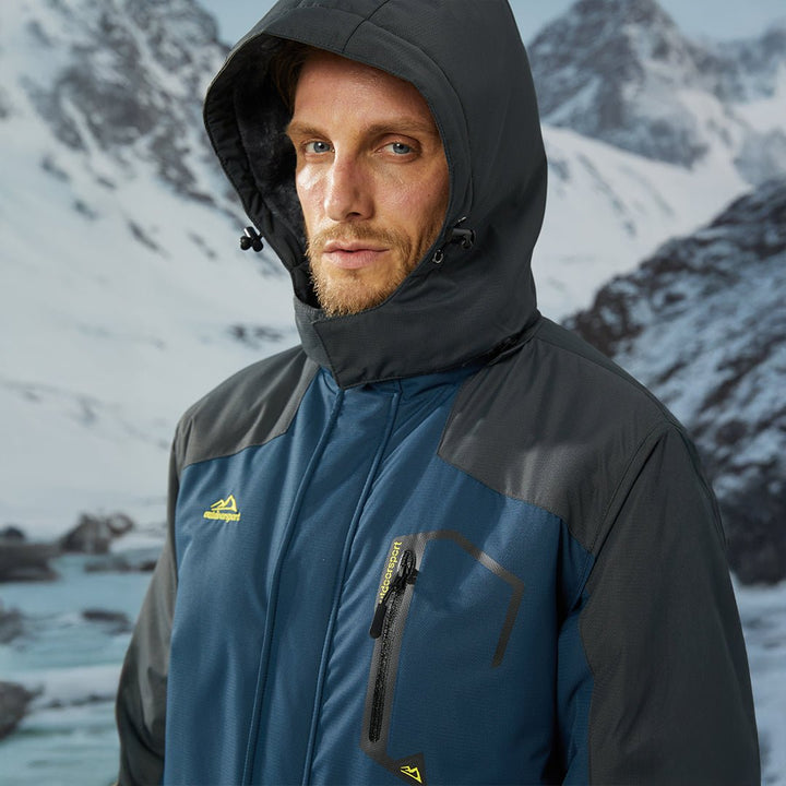 Wodoodporna kurtka narciarska dla mężczyzn z miękką podszewką z polaru i praktycznymi kieszeniami do sportów zimowych