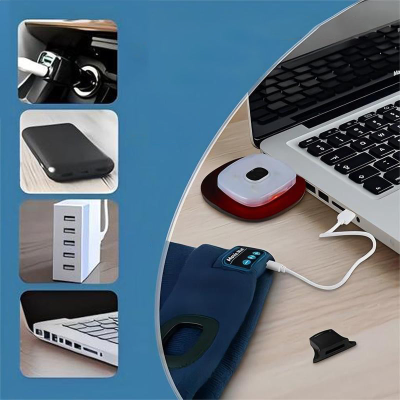 Bærbar computer oplader en enhed via USB-kabel. Billede viser også powerbank, USB-hub og biloplader. Teknologi, opladning, USB-tilbehør.