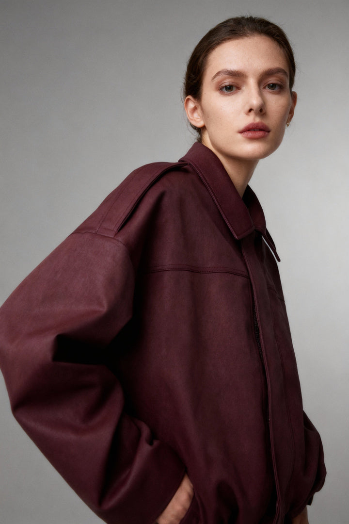 Noir Kort Bomberjakke | Elegant Suede-Look til Dame, Moderne & Stilfuld