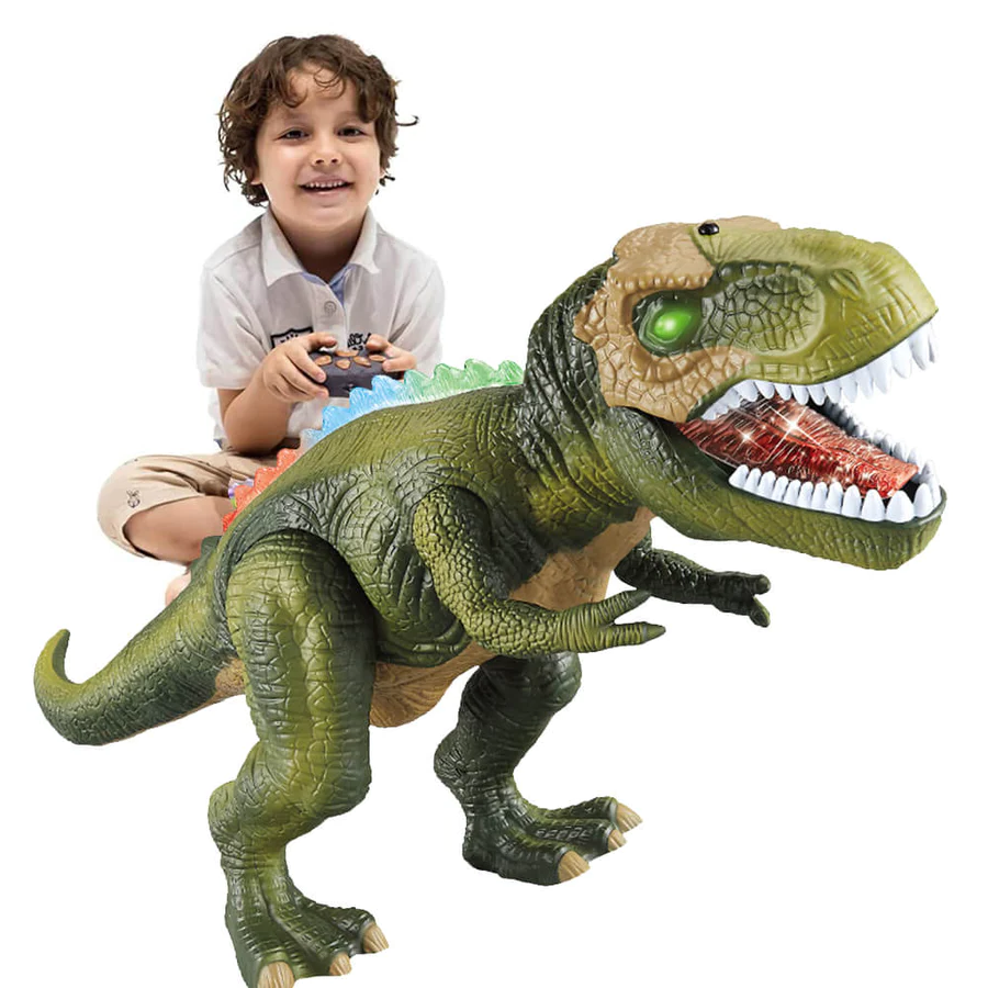 Brinquedo de dinossauro controlado remotamente com sons, luzes de LED e caminhada realista