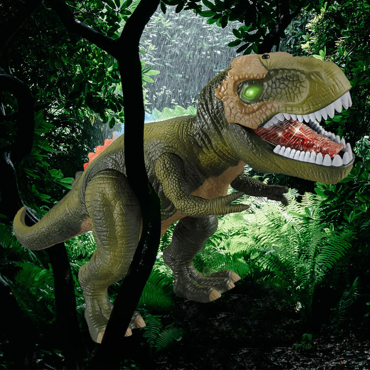 Brinquedo de dinossauro controlado remotamente com sons, luzes de LED e caminhada realista