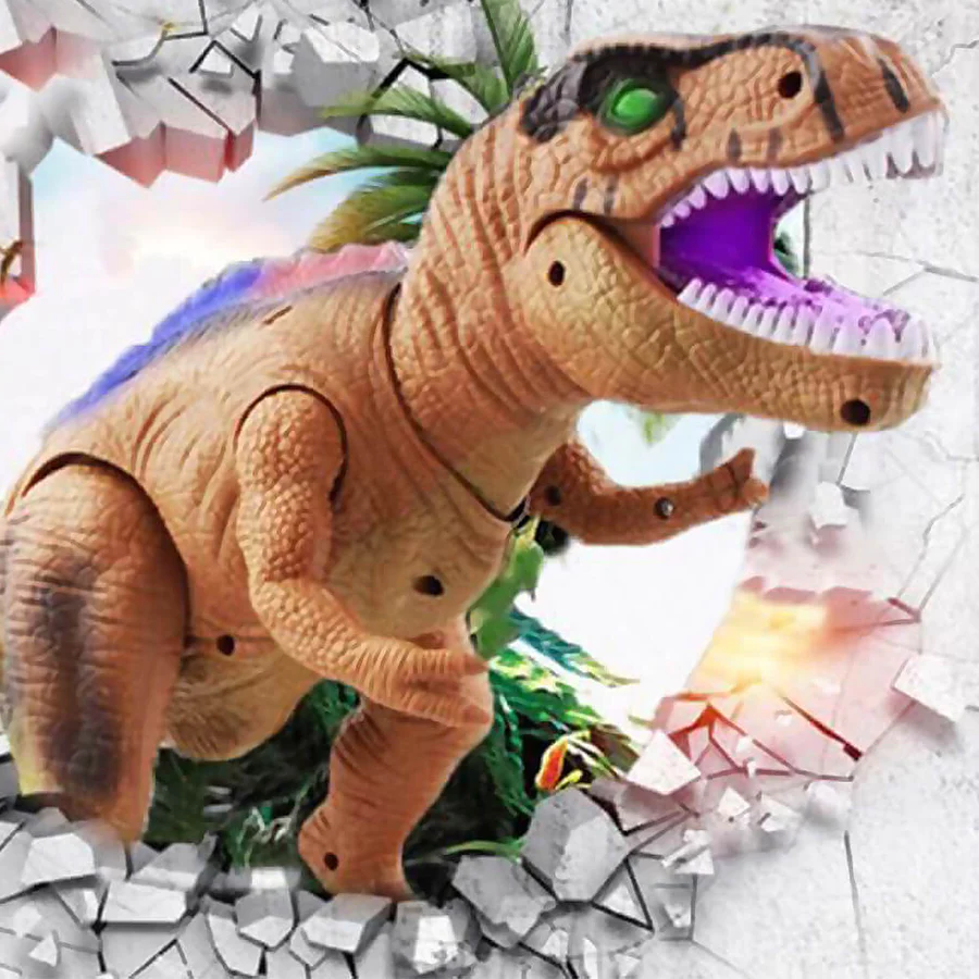 Brinquedo de dinossauro controlado remotamente com sons, luzes de LED e caminhada realista