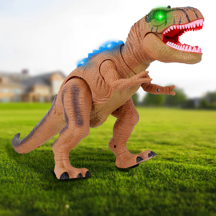 Brinquedo de dinossauro controlado remotamente com sons, luzes de LED e caminhada realista
