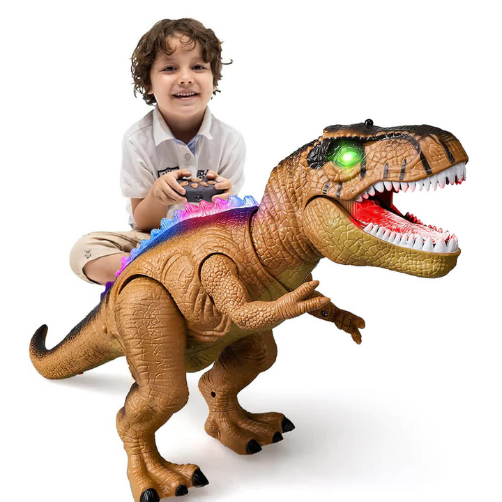 Brinquedo de dinossauro controlado remotamente com sons, luzes de LED e caminhada realista