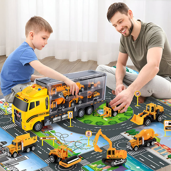 Kit de construção interativo para crianças | Conjunto pedagógico com veículos e ferramentas