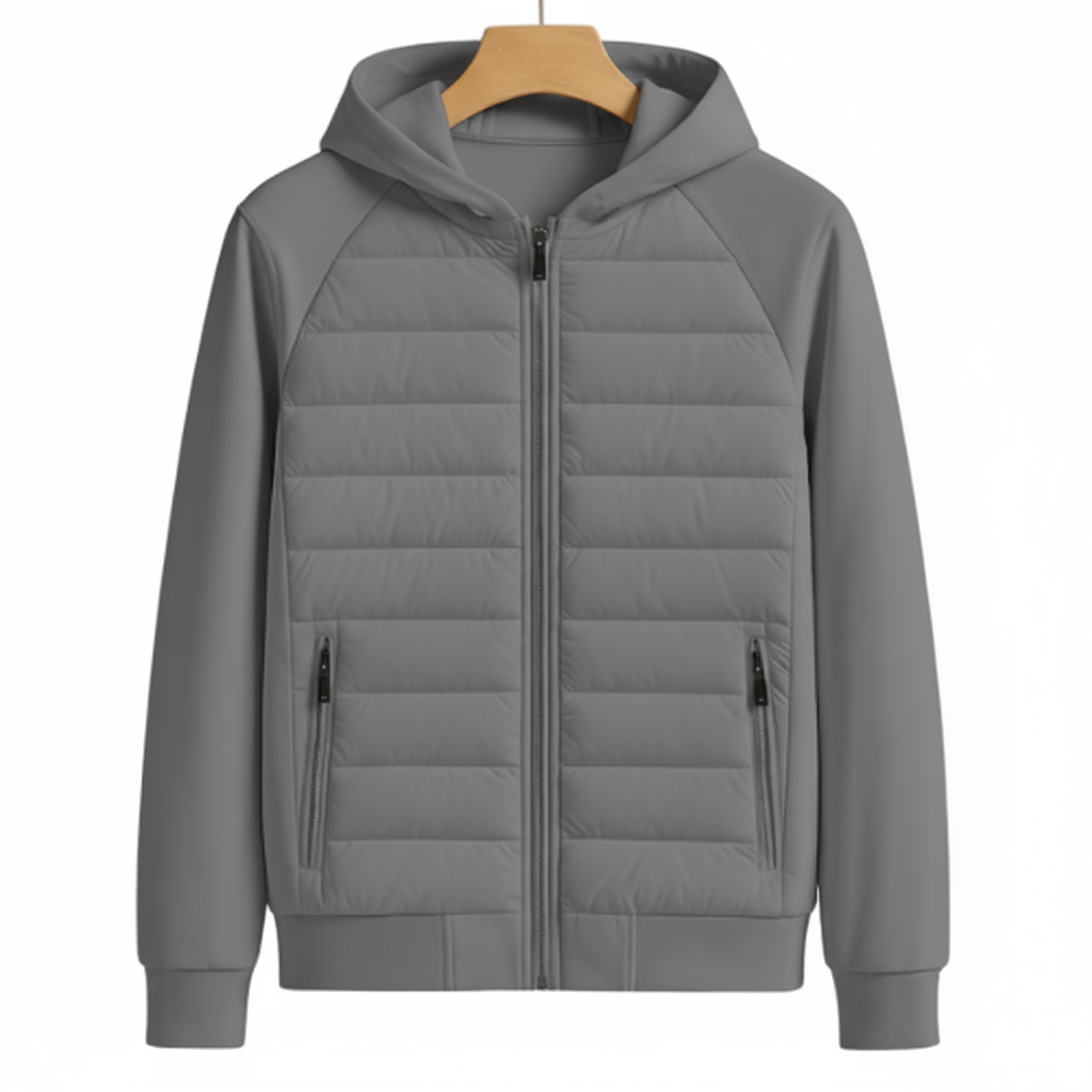 Let, chaqueta de hombre acolchada con capucha forrada y bolsillos con cremallera, estilo urbano