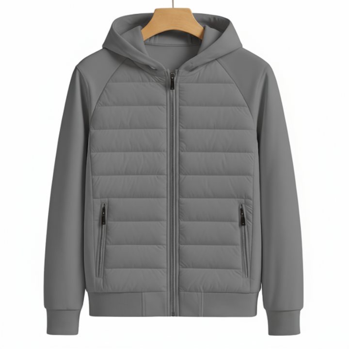 Let, chaqueta de hombre acolchada con capucha forrada y bolsillos con cremallera, estilo urbano