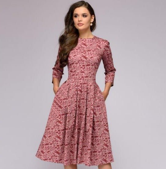 Kate | Elegant kukkakuvioinen pitkähihaisen mekko | Charme & raffinement