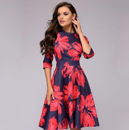 Kate | Elegant kukkakuvioinen pitkähihaisen mekko | Charme & raffinement