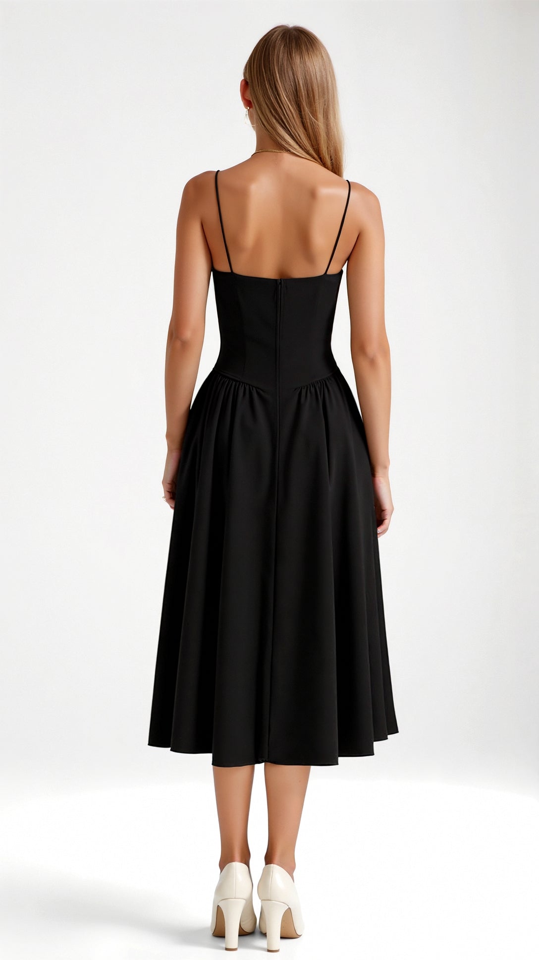 Robe midi fleurie avec corsage à lacets et encolure en forme de cœur