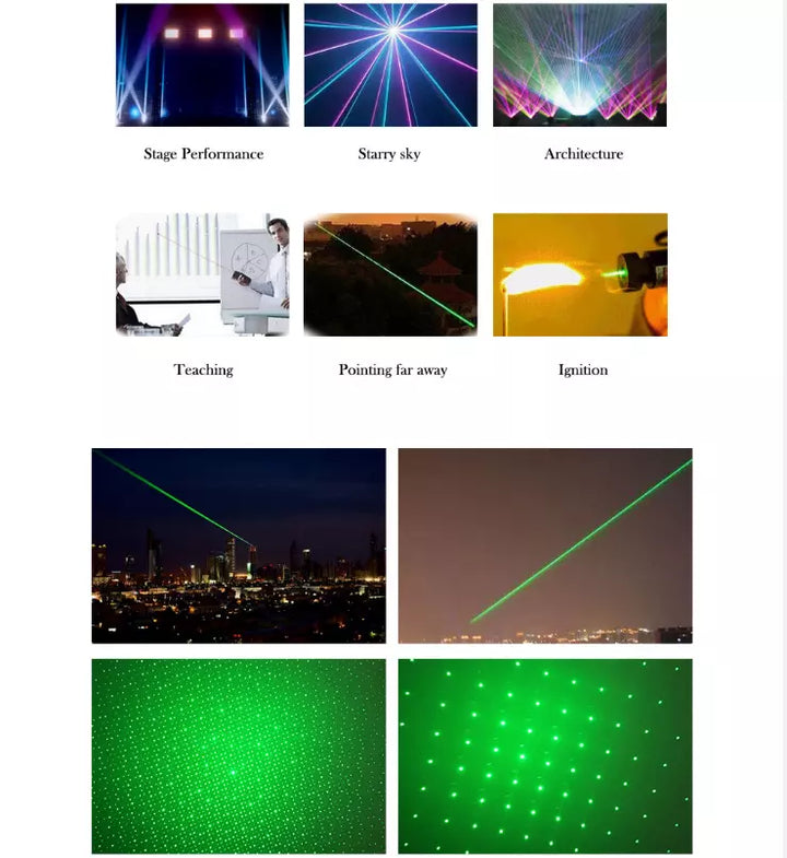 Ponteiro laser verde recarregável com longo alcance e alta precisão