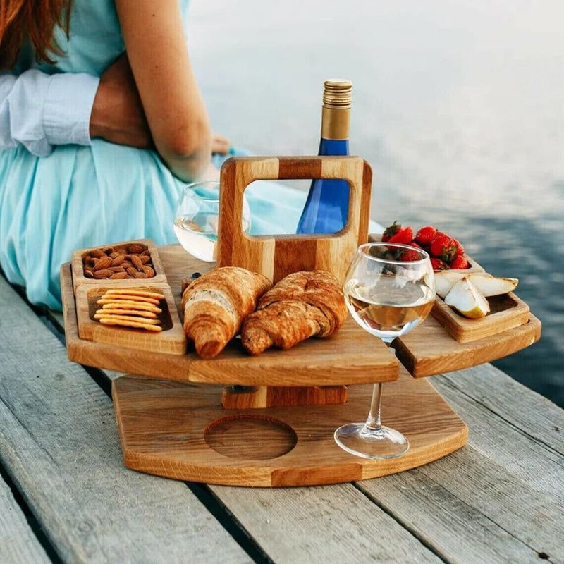 Transportable Wine Table for Picnic 36x31x26cm Spacious Serving Surface