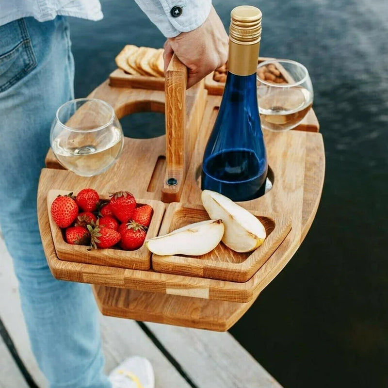 Transportable Wine Table for Picnic 36x31x26cm Spacious Serving Surface