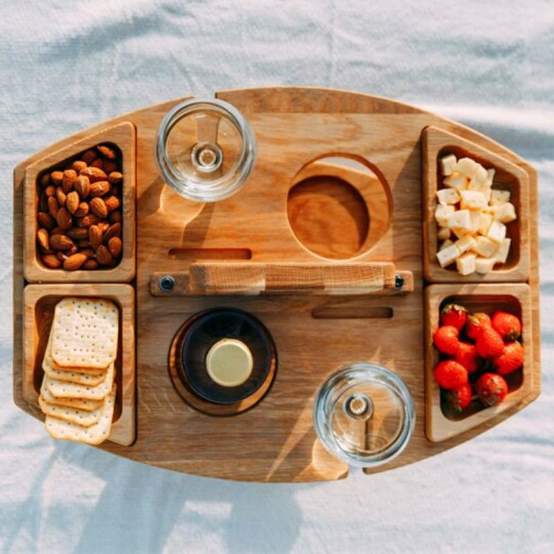 Transportable Wine Table for Picnic 36x31x26cm Spacious Serving Surface