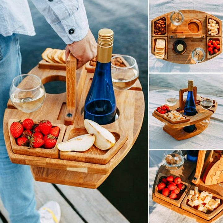 Transportable Wine Table for Picnic 36x31x26cm Spacious Serving Surface