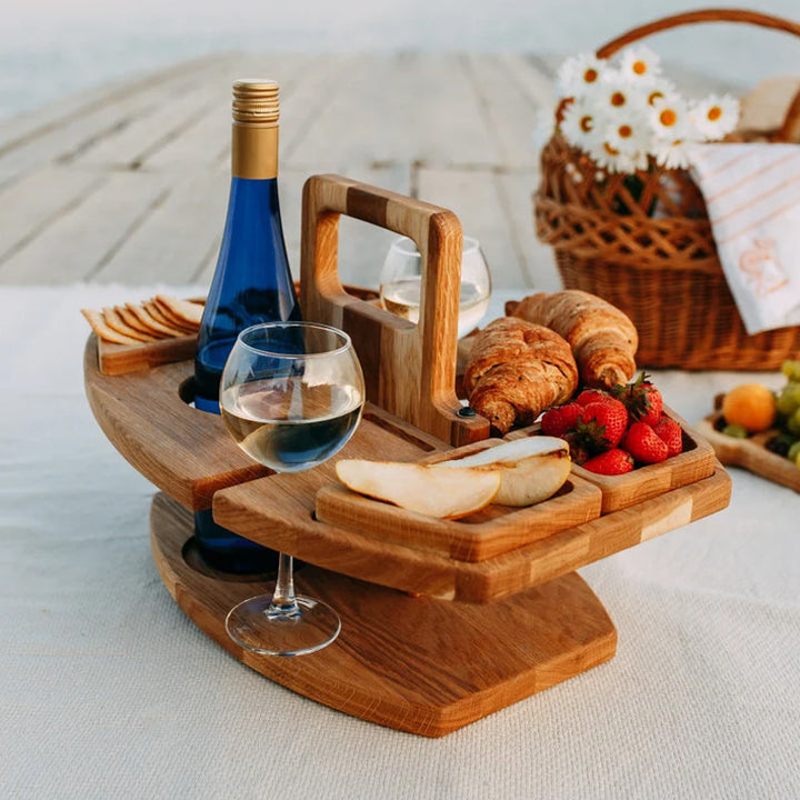 Transportable Wine Table for Picnic 36x31x26cm Spacious Serving Surface