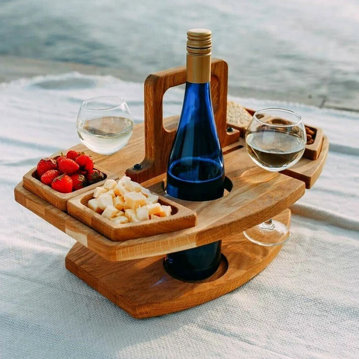 Transportable Wine Table for Picnic 36x31x26cm Spacious Serving Surface