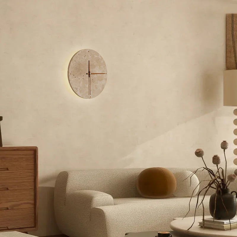 Möni | Stone wall lamp and clock for elegant lighting