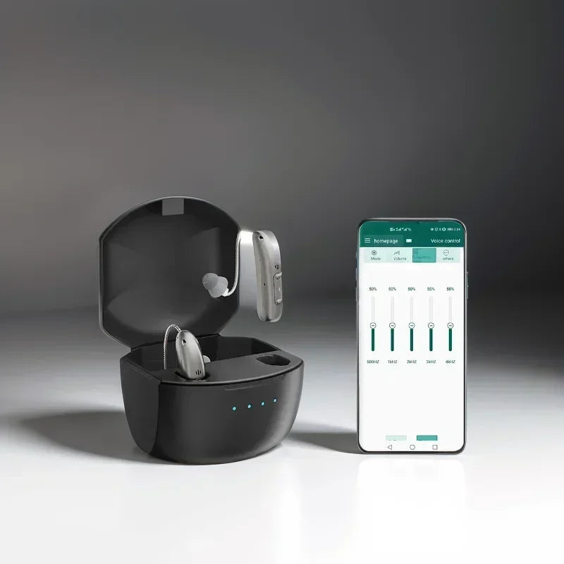Aparelhos auditivos Bluetooth recarregáveis com redução de ruído | som claro e conforto