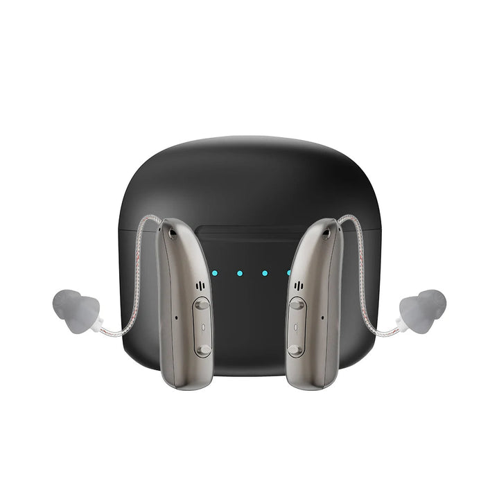 Aparelhos auditivos Bluetooth recarregáveis com redução de ruído | som claro e conforto
