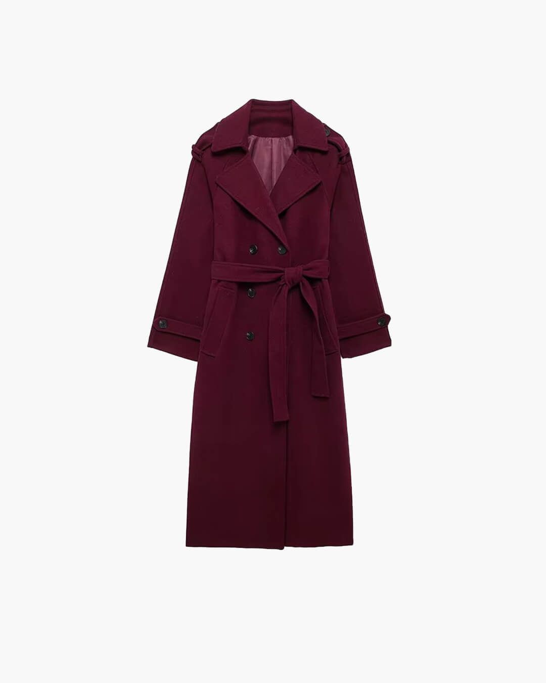 Lang trenchcoat i uldblanding til kvinder med klassisk vinterlook
