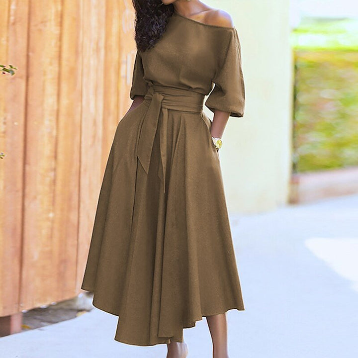 Vera | Elegant dress with waisted belt | Refinement and modernity