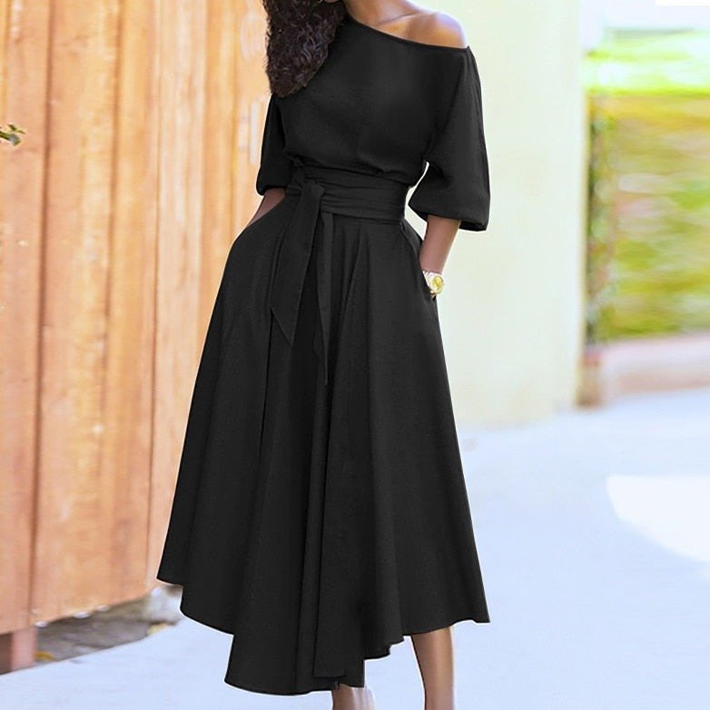 Vera | Elegant dress with waisted belt | Refinement and modernity