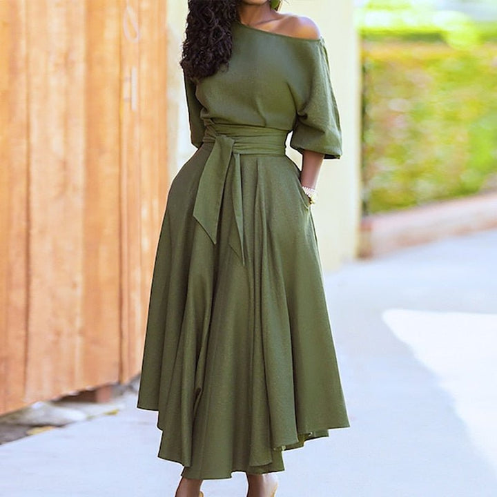 Vera | Elegant dress with waisted belt | Refinement and modernity