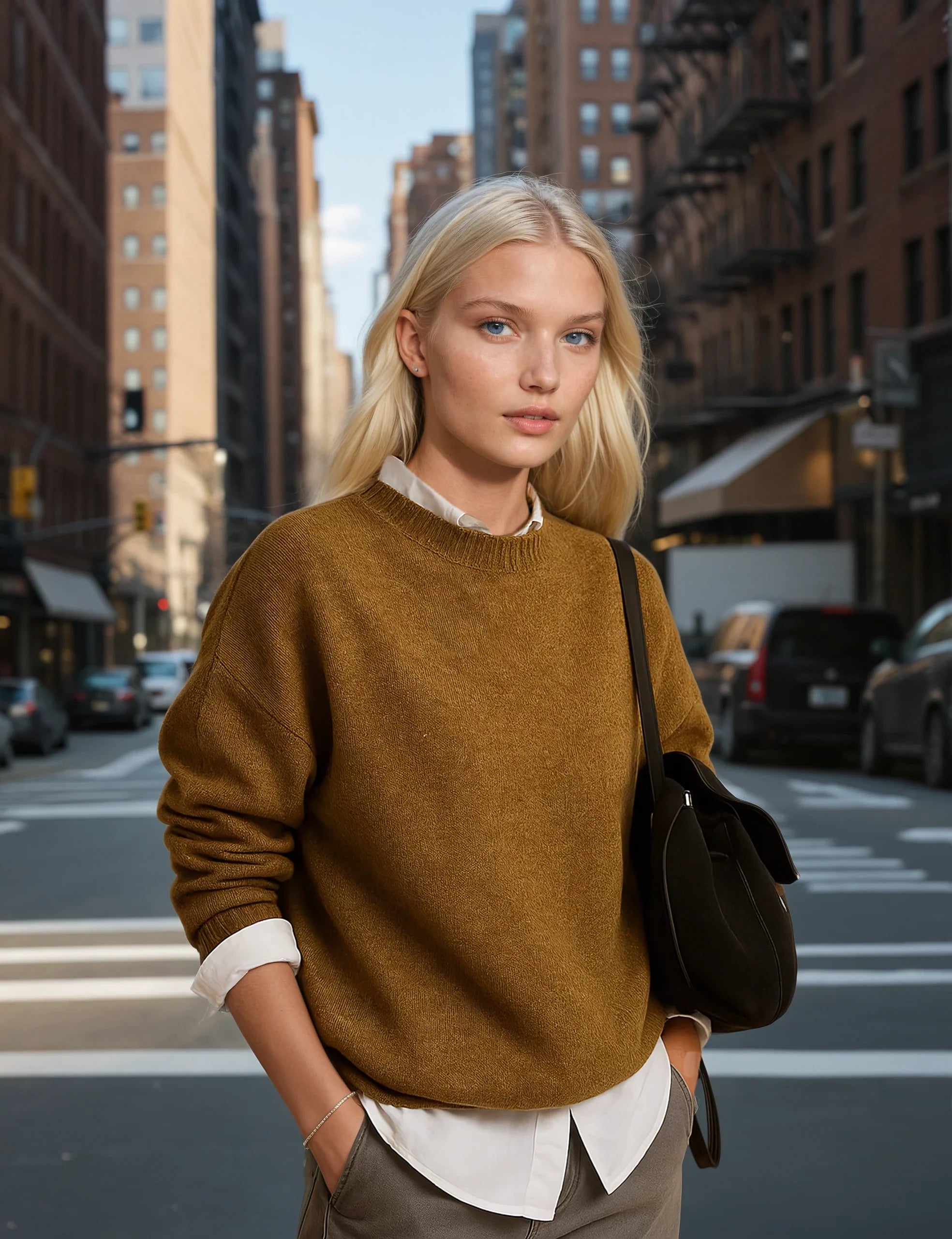 Pull tricoté en mélange de laine douce pour femmes avec texture moderne