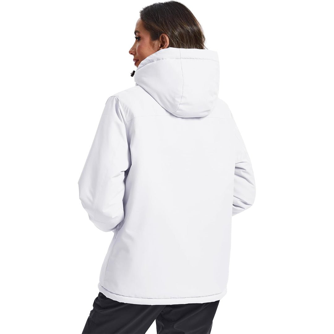 Vandtæt vinterjakke til kvinder med varmt fleecefoer og aftagelig hætte til skibrug