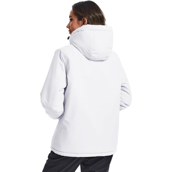 Vandtæt vinterjakke til kvinder med varmt fleecefoer og aftagelig hætte til skibrug