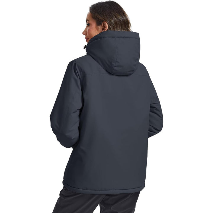 Vandtæt vinterjakke til kvinder med varmt fleecefoer og aftagelig hætte til skibrug